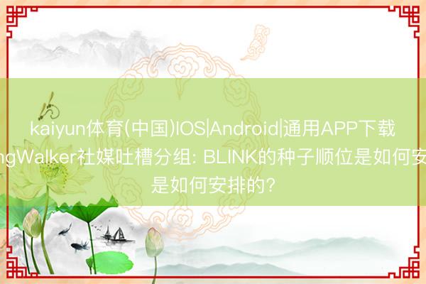 kaiyun体育(中国)IOS|Android|通用APP下载 EndingWalker社媒吐槽分组: BLINK的种子顺位是如何安排的?